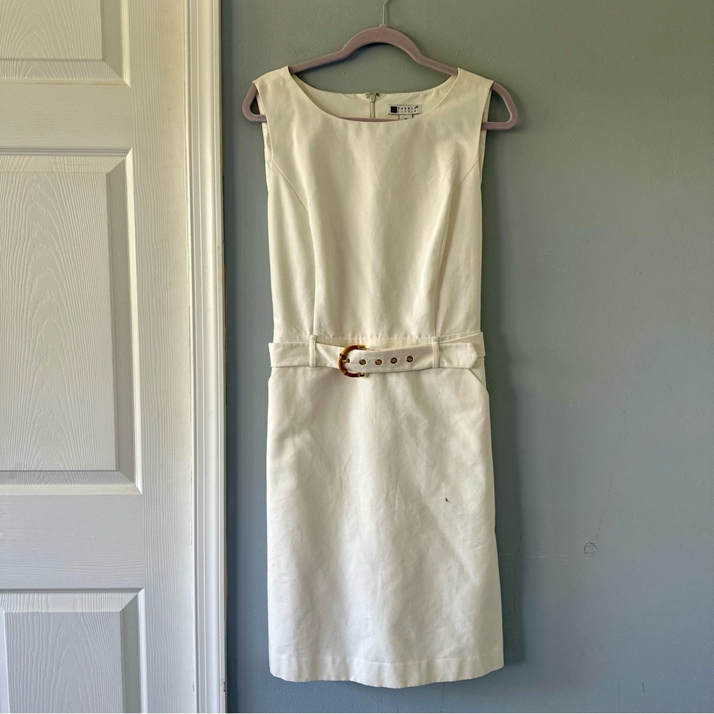 Carole Little white buckle dress 100% cotton